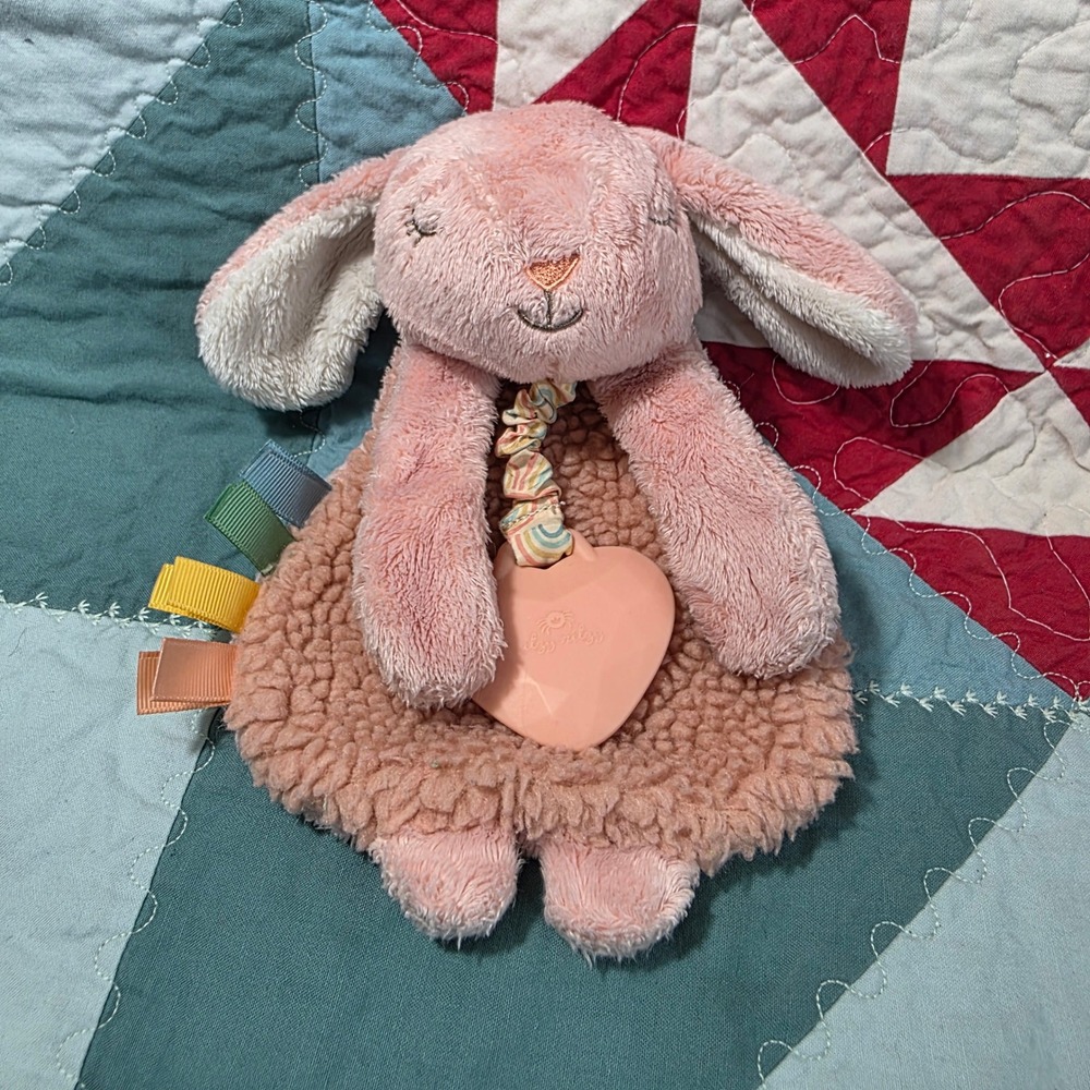 Itzy Ritzy Ritzy Mini Lovey Baby Pink Bunny Rabbit Teether Tassel Textured